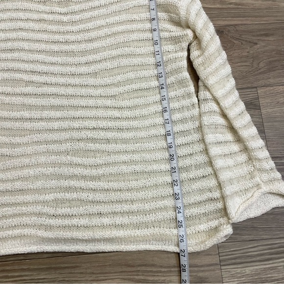 Theory White Alpaca Blend Long Boatneck Sheer Knit Striped Tunic Sweater - Picture 11 of 13